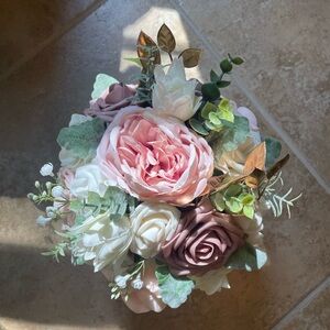 Set of 3 Wedding Flowers Elegant Floral Arrangement with Pink and Cream Roses